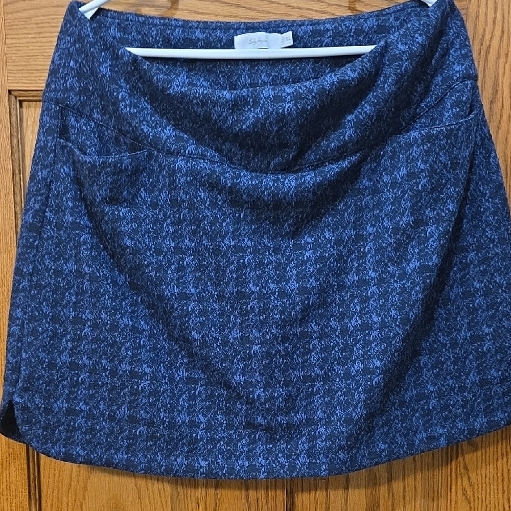 Lady HAGEN Blue Patterned Tweed Knit Pull On  Women's Golf SKORT. XL